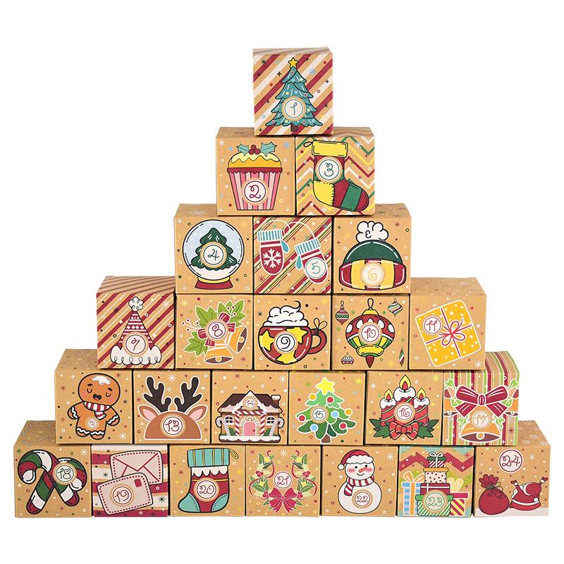 24 шт. рождественский адвент-календарь коробка крафт-бумага конфеты подарочная коробка обратный отсчет 24 дня до Рождества Навидад новогодние украшения поставка