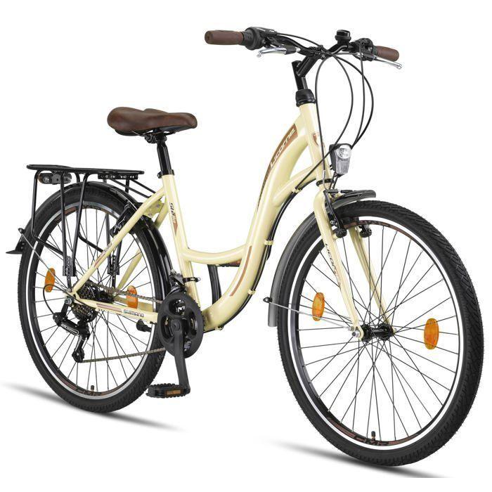 Licorne Bike Stella Premium Vélo de Ville – Vélo Hollandais Confortable, (Beige 26)