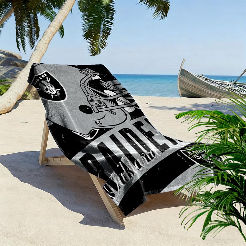 Oakland Raiders Print Beach Towel, Large Soft Quick Dry Towel for Beach Camping Swimming