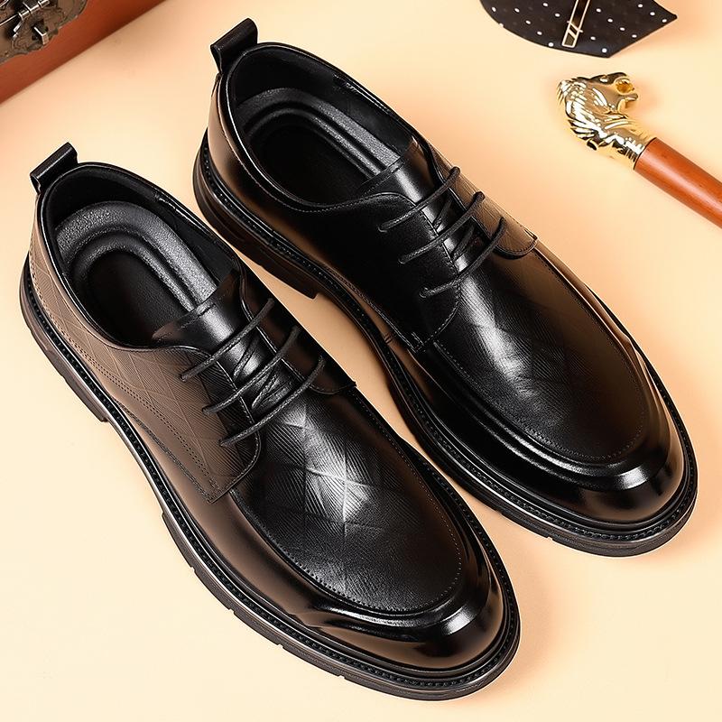 Кожаная обувь мужская 2025 осень новая шнуровка формальная мужская обувь британский стиль обувь жениха для свадьбы 2025