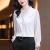 Women's Spring Summer and Autumn Thin Section V-neck Temperament Chiffon Shirt Lace Splicing Long-sleeved Pullover