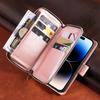 9 Card Slots Zipper Wallet Case for iPhone 16 15 14 13 12 Samsung Galaxy S25 S24 S23 S22 A56 A55 Xiaomi Redmi Note 13 12 11 Leather Flip Cover