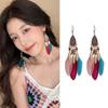 Bohemian Vintage Long Exaggerated Irregular Feather Earrings For Women  Ethnic Feather Stud Earrings Party Jewelry Gift