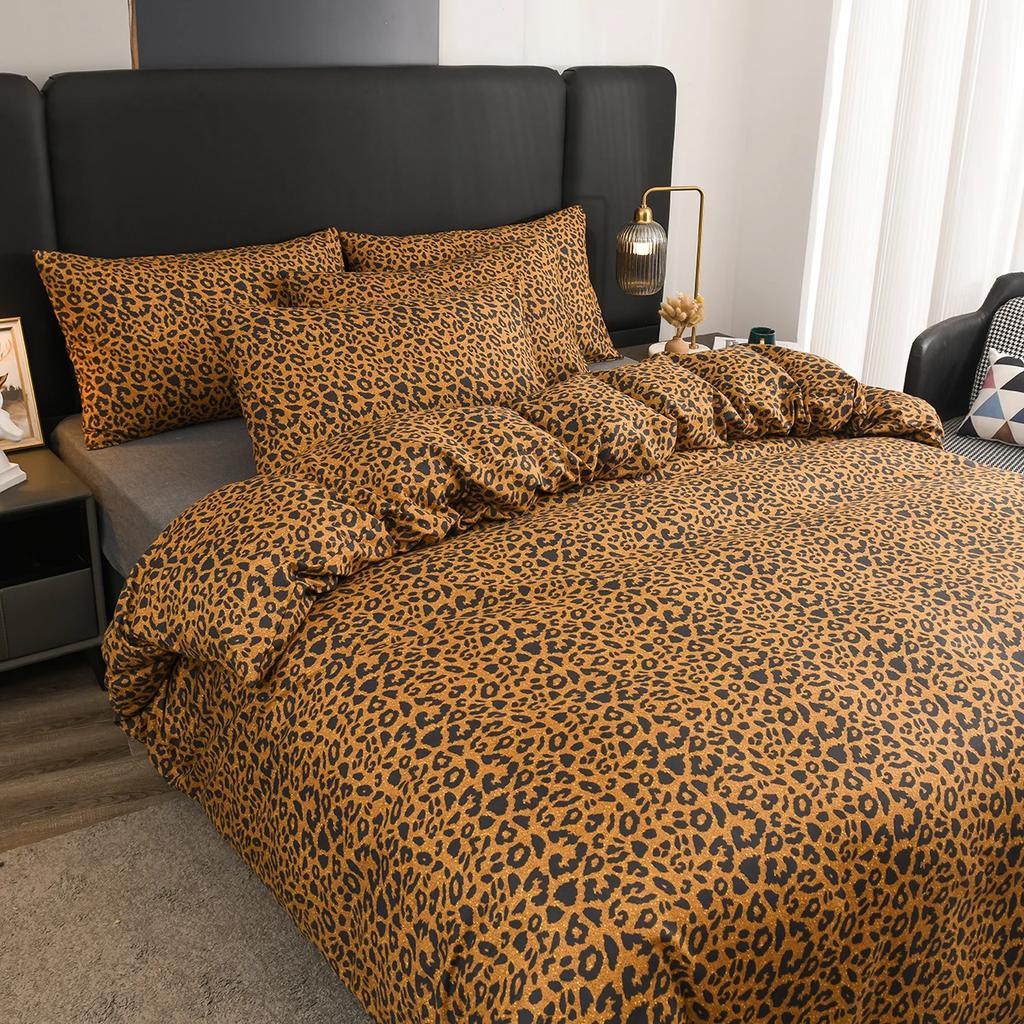 Комплект пододеяльника с леопардовым принтом, двусторонний комплект постельного белья, принт шкуры гепарда дикого животного, мех, чехол для одеяла, роскошный чехол для одеяла, кинг