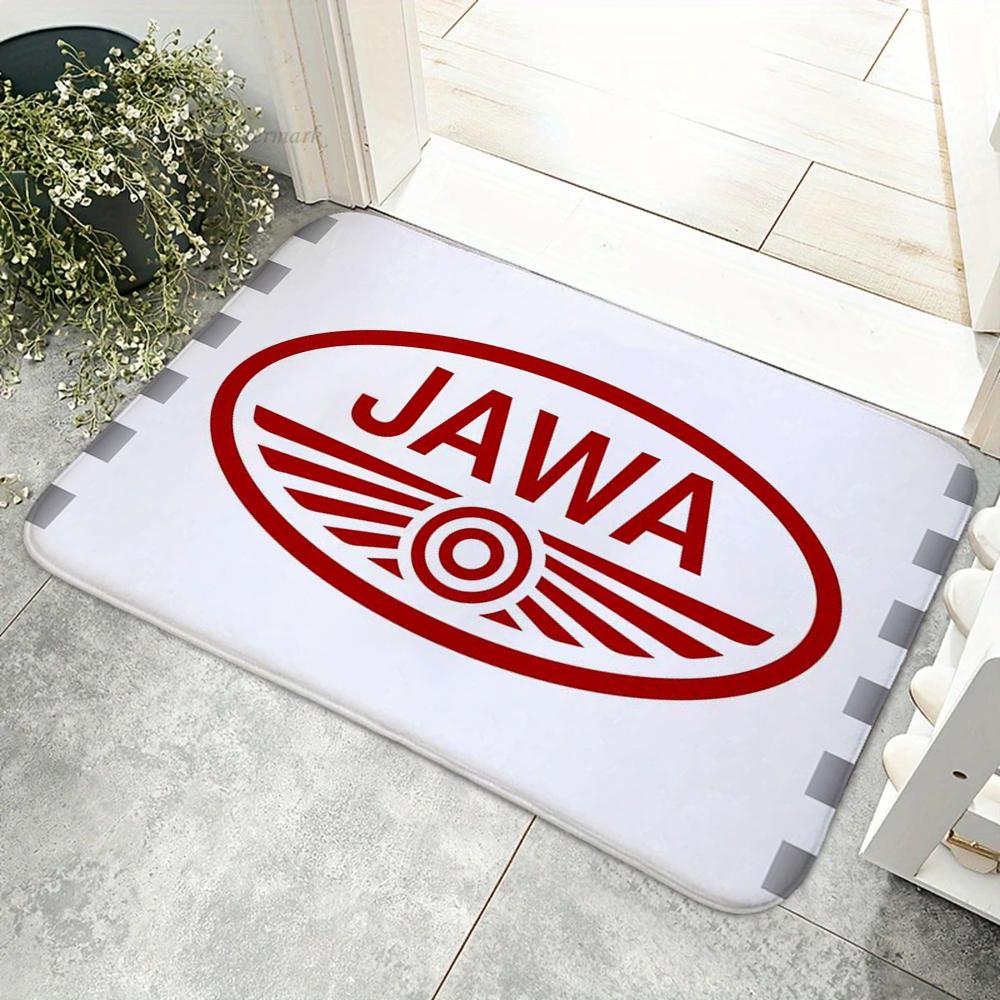 1pc JAWAs Vintage Motorcycle Floor Mat Floor Mat Anti-Slip Kitchen Bedroom Handmade Tufted Rug Carpet Living Room Entrance Rug
