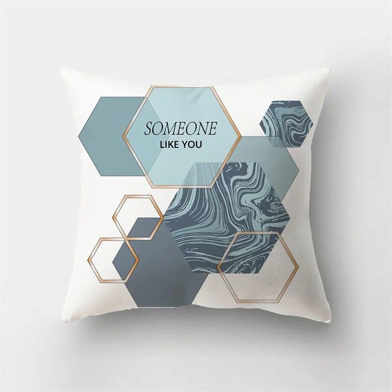 45x45cm Sea Blue Alphabet Pillowcase Pineapple Leaf Plant  Sofa Office Seat Car Cushion Cover Home Decor