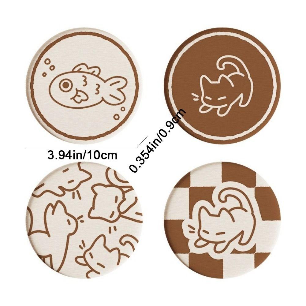 Round Diatom Mud Coaster Non-slip Cup Mat Practical Tableware Mat  Home