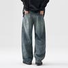 Свободные джинсы мужские весенне-осенние с контрастной вставкой, повседневные прямые брюки