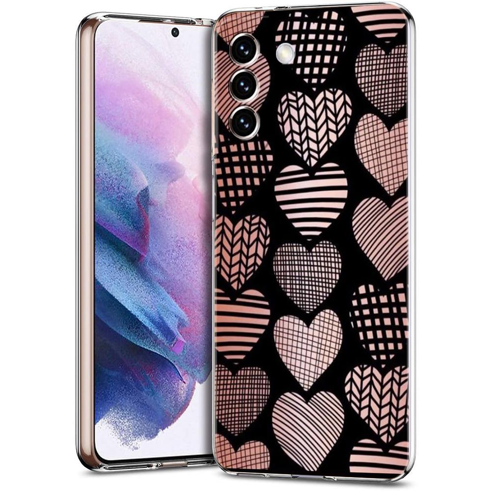 Золотой Розовый Розовый Блестящие Сердечки Чехол Для Телефона Для Samsung Galaxy S24 Ultra S23 FE S22 S20 S21 5G S10 S9 Plus S10E S8 Мягкая Прозрачная Крышка