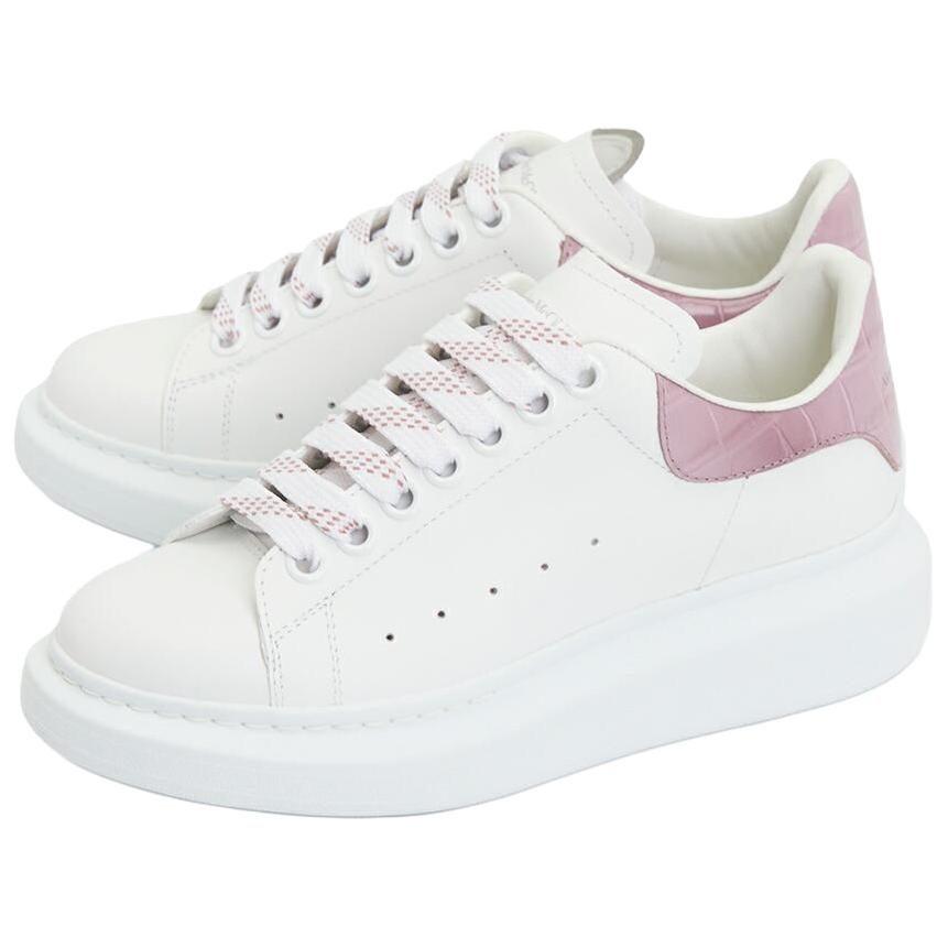 Alexander McQueen Leather Low top Stylish Skateboarding Shoes Women's Pink White 718233WICG68887