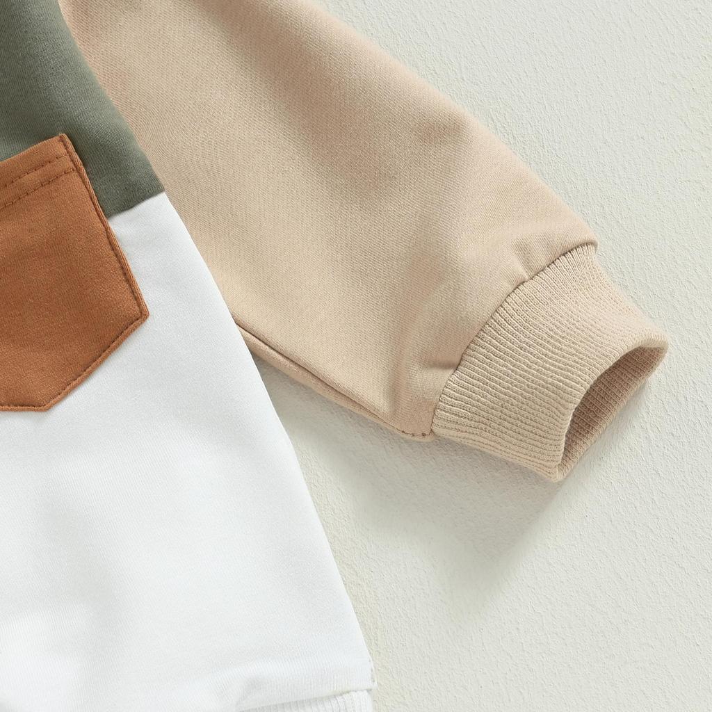 Baby Boy 2 Piece Tracksuit 6M 12M 18M 24M 3Y Contrast Color Long Sleeve Sweatshirt and Elastic Pants for Toddler Fall Outfits