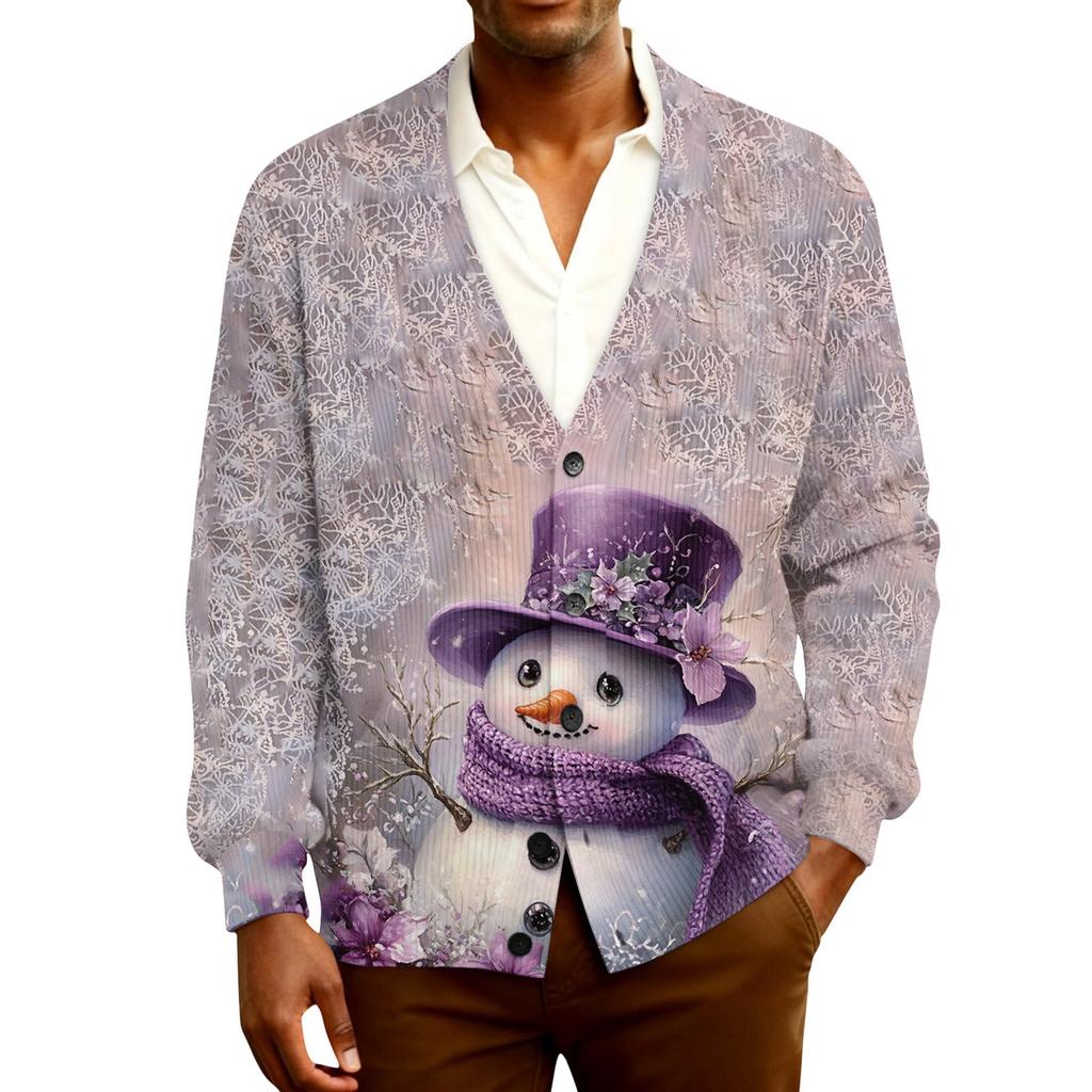 Мужской кардиган с длинным рукавом, рубчатой вязки