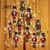 Assorted Nutcracker Soldier Figures Christmas Ornaments, Durable Wooden Hanging Figurines, Country Style Holiday Party Accessory Ornaments Decorations