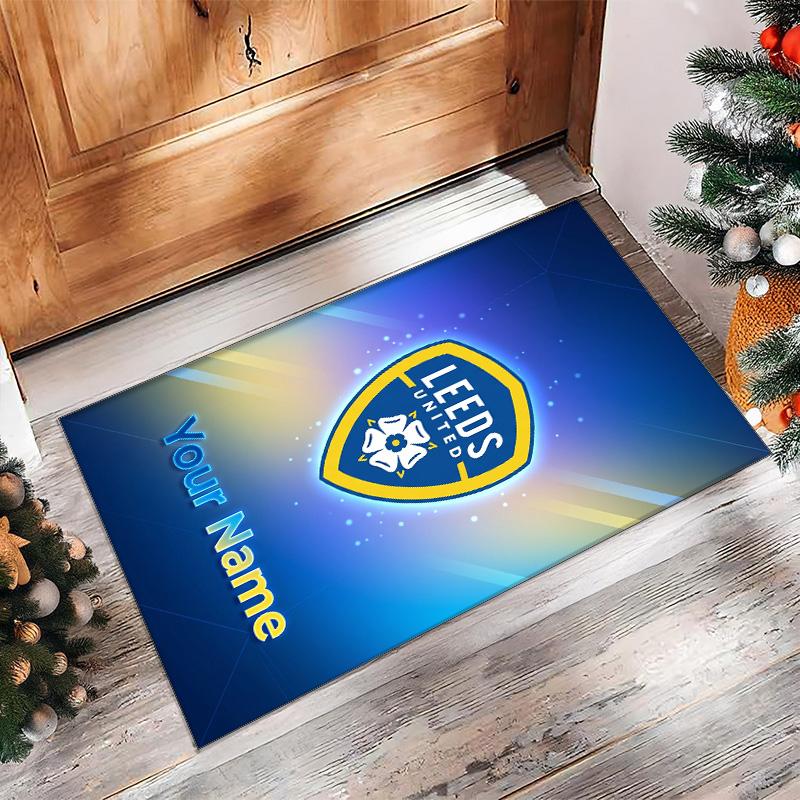 Leeds United Printed Crystal Velvet Rug Non‑Slip Crystal Velvet Carpet For Sofa Bedroom Indoor Home Decoration