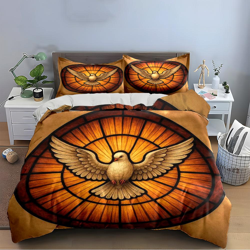 Stained Glass Dove Design Bedding Set Bedding set (1 duvet cover, 2 pillowcases, duvet not included)