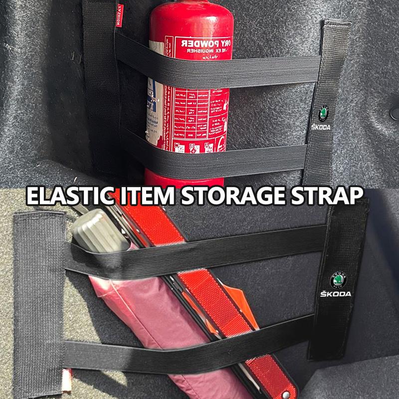 VIJT4 For Skoda Car Interior Organizer Back Rear Trunk Storage Mesh Fixed Straps Fabia 1 2 Octavia a7 RS Superb Rapid Yeti Karoq
