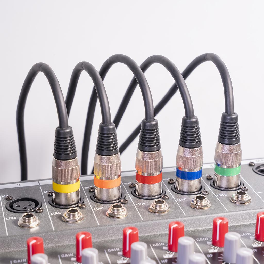 Набор кабелей XLR длиной 1,5 м, 10 шт., разноцветные круглые микрофонные кабели DMX, сценический световой кабель, 3-контактный разъем «папа-мама»