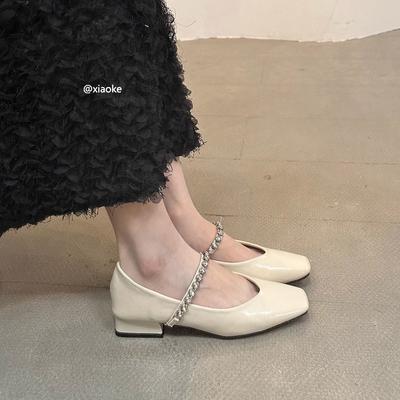 XINZHOU ретро универсальные туфли Мэри Джейн с квадратным носком, украшенные стразами, женская обувь, вечерние туфли с нежным ветром, лакированная кожа