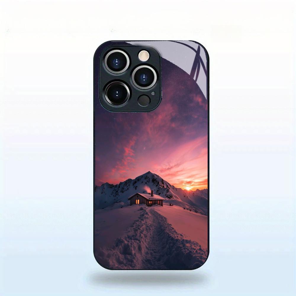 Winter Evening Snow Scenery Glass Phone Cover For iPhone 17 16 15 Pro Max 14 Plus 13 12 11 Anti‑Fingerprint Protective Case
