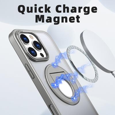 Чехол-подставка для iPhone 16 Pro Max TPU+PC Прозрачная задняя крышка для телефона Совместим с MagSafe