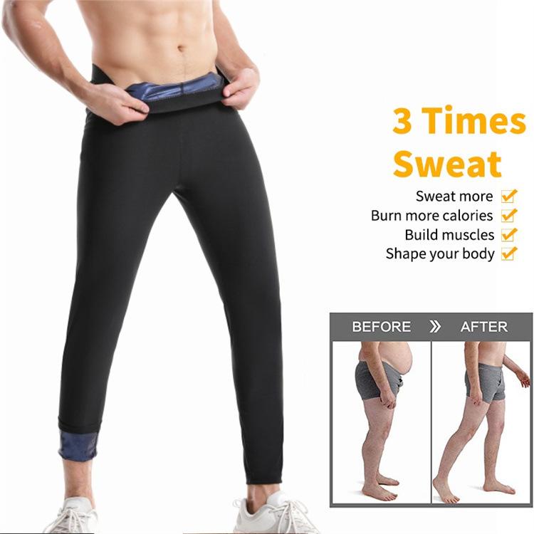 Men Sauna Sweat Pants, High‑Stretch Tummy Control Compression Leggings Workout Running Fitness Shaper Trousers