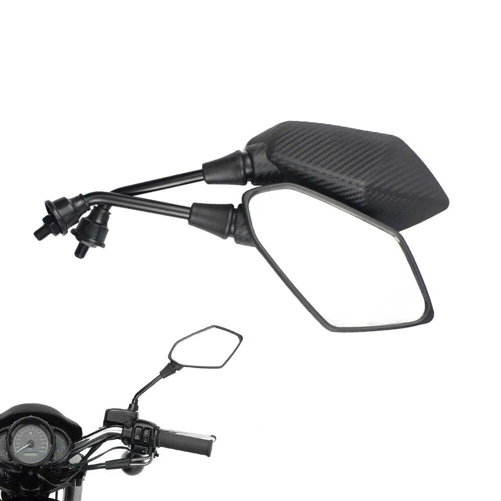 Зеркало для мотоцикла 2 шт. Зеркала заднего вида для электровелосипеда, задняя сторона, выпуклая, 8 мм, 10 мм, углеродное волокно