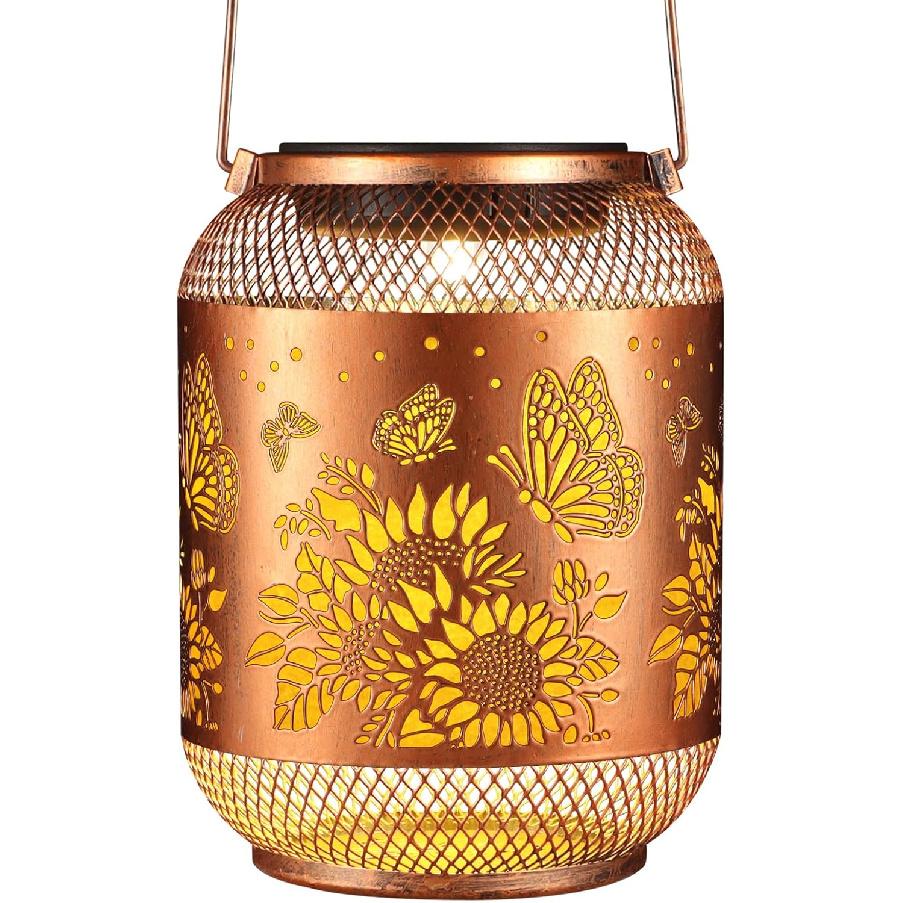 Solar Lanterns Outdoor Waterproof Christmas Birthdays Gifts for Women Mom Grandma Butterfly Garden Decor Metal Hanging Solar LED Lights for