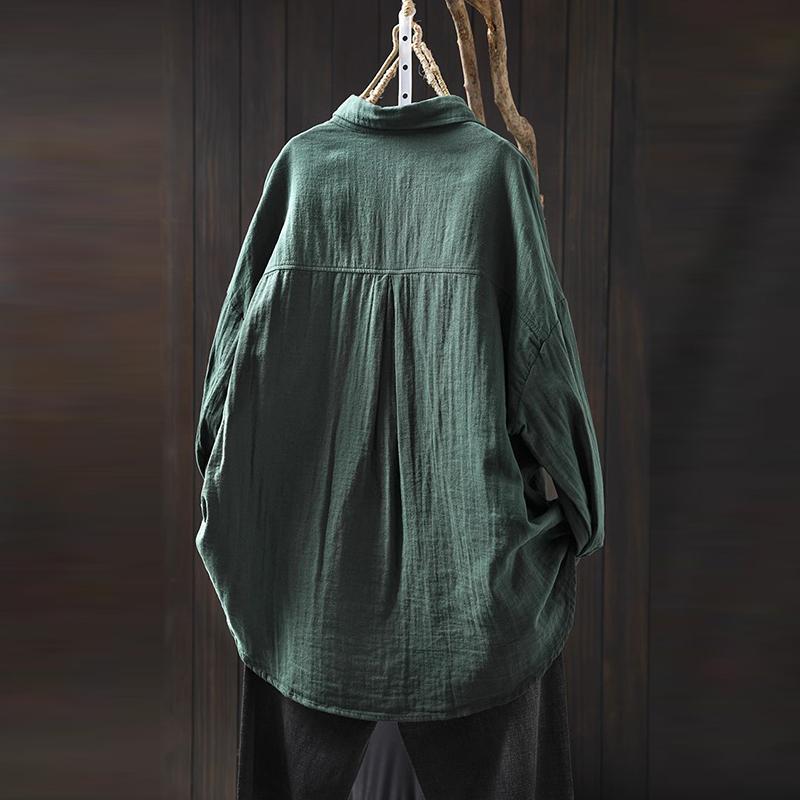 Женская повседневная рубашка с длинным рукавом, поступление весна, отложной воротник, свободная, женская базовая хлопковая блузка