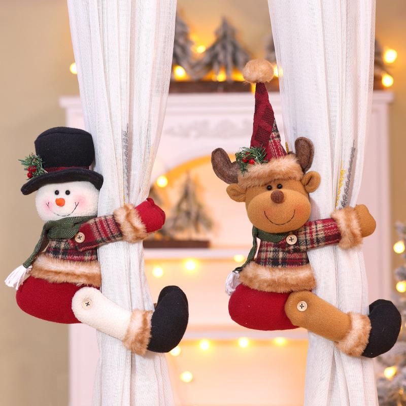 1PC Hat Designs with Sweaters Curtain Buckle Christmas Decorations Christmas Creative Curtain Clips Reindeer & Santa Snowman