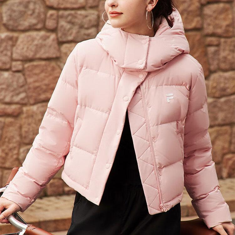 Fila Fusion Модная повседневная ветрозащитная теплая свободная короткая пуховая куртка-хлебница женская верхняя одежда Ягодный-Розовый T11W443908F-PK