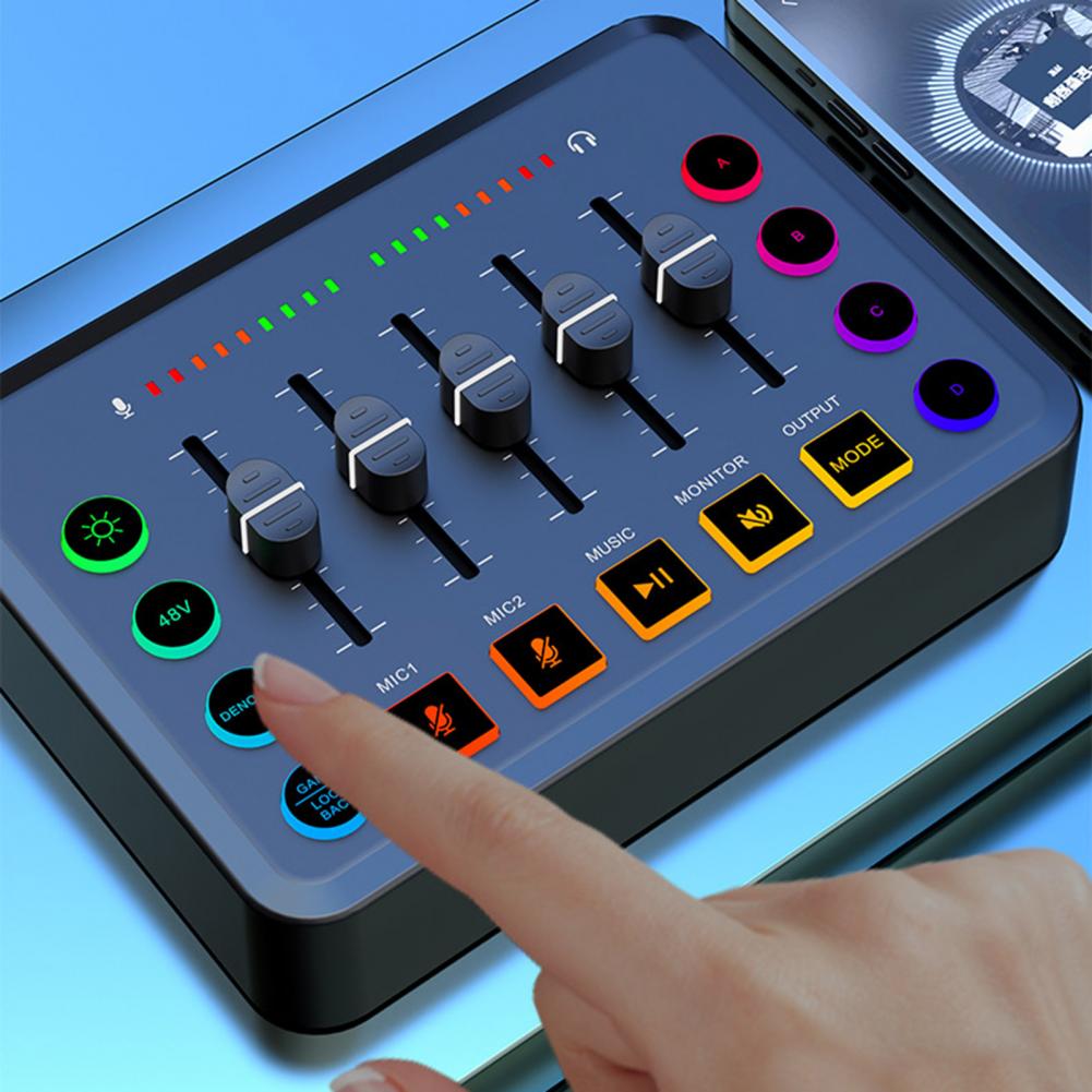 Подкаст-микшер RGB игровой аудиомикшер с Bluetooth потоковым интерфейсом XLR микрофона внешняя звуковая карта для ПК с каналом
