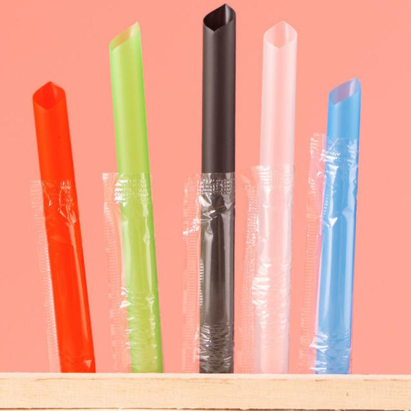100 шт. одноразовые пластиковые трубочки для сока, чая с молоком, пузырькового чая, широкая независимая упаковка, соломинка для питья