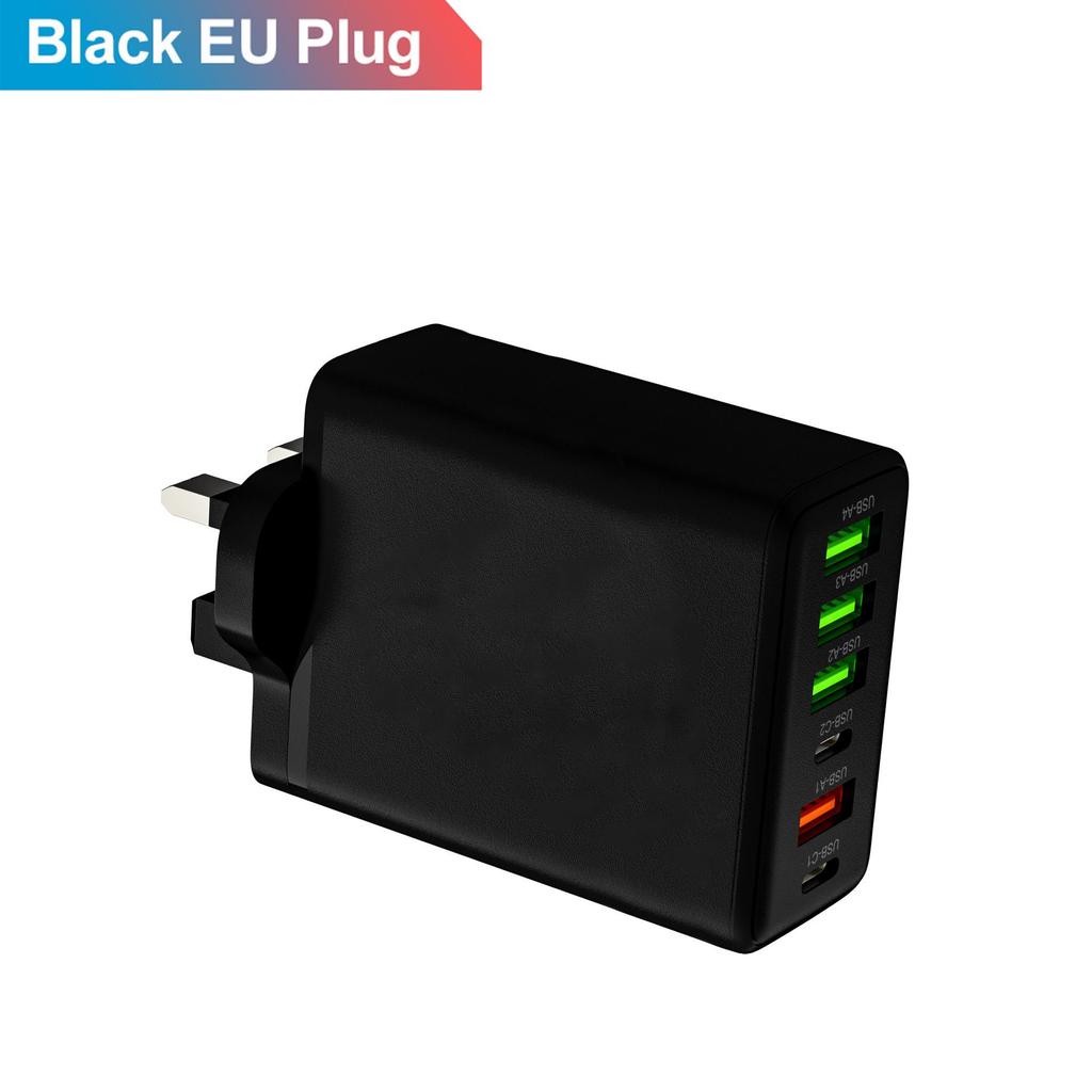 3.1A Multi-Port Charger: 2 Type-C PD + 4 USB for Mobile Phones - Travel-Friendly Charging Hub