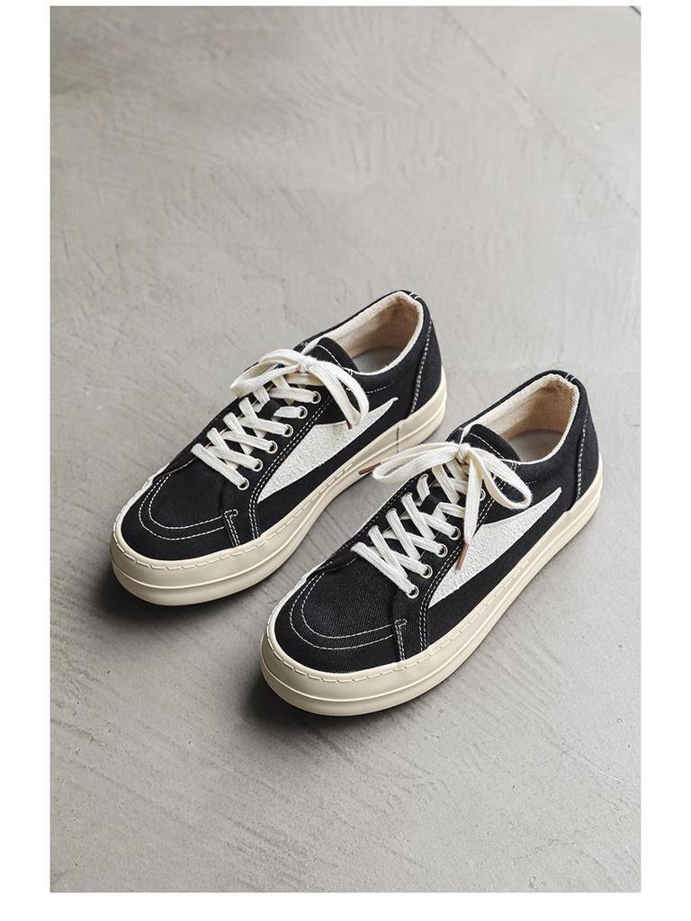 Нишевые мужские парусиновые кроссовки в ретро-стиле - Перевернутый треугольник, на толстой подошве, весенние, увеличивающие рост, универсальная повседневная спортивная обувь