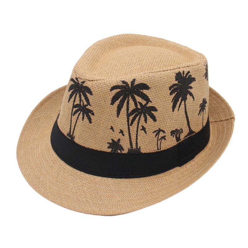 Wind Coconut Pattern Panama Top Hat Austrian Beach Hat Trily Trimi Lightweight Gentleman'S Hat