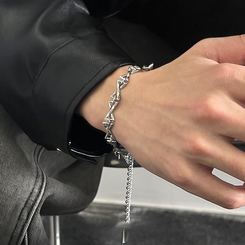 Серебряный Геометрический Скрученный Шип Линия Цепь Браслет для Женщин Мужчин Нишевый Дизайн Хип-хоп Браслеты Вечеринка Ювелирные Аксессуары