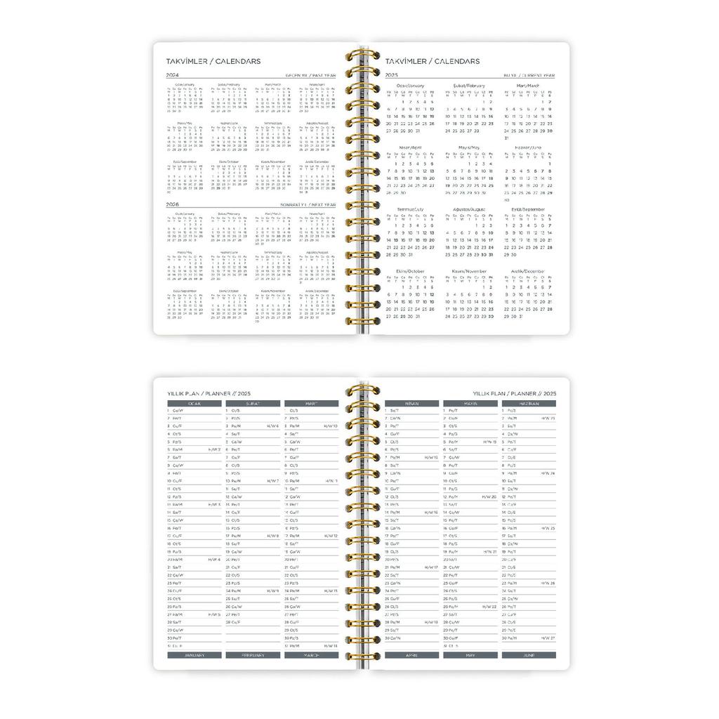 Спиральная твердая обложка Ежедневная повестка дня на 2025 год A5