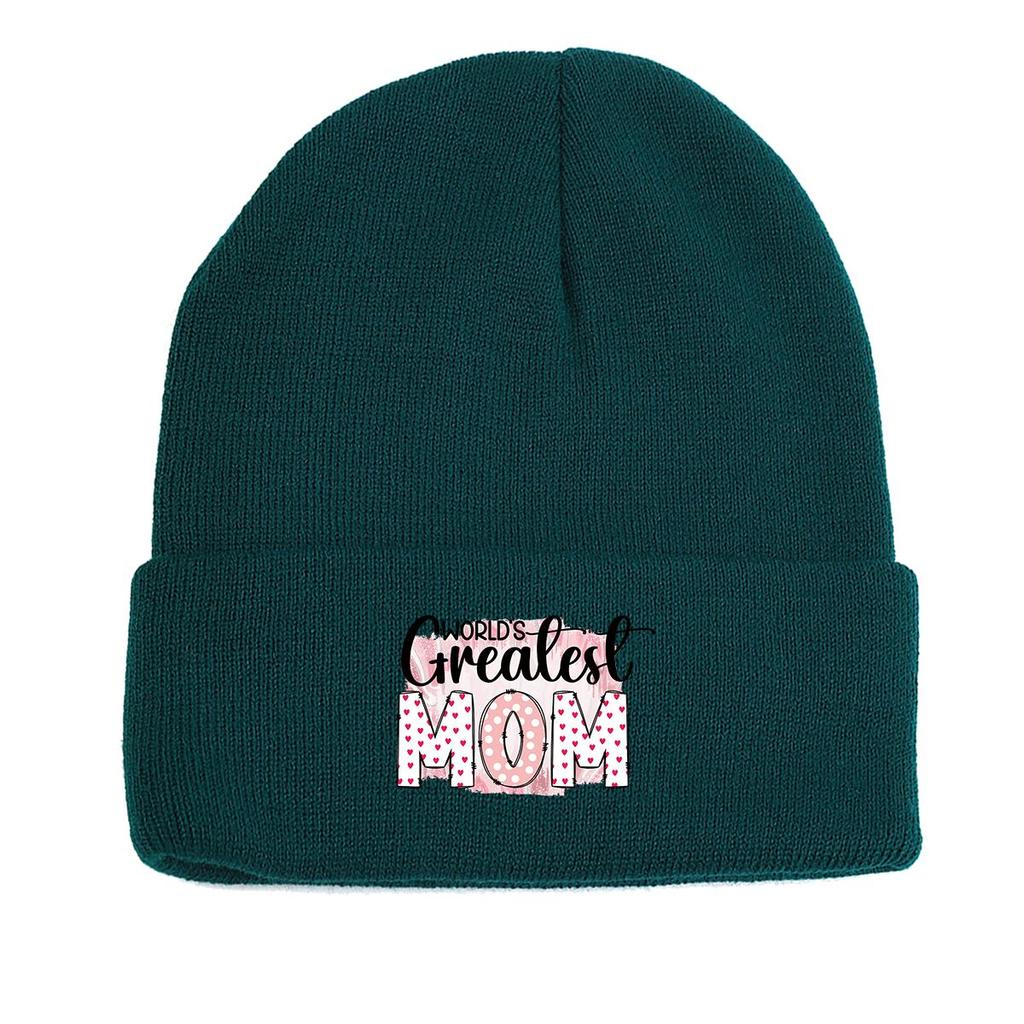 Greatest MOM" Warm Knitted Hat Beanie, Mother Man Cap Cancer Chemo Cuff Trendy Headwear Knit Cap Beanie