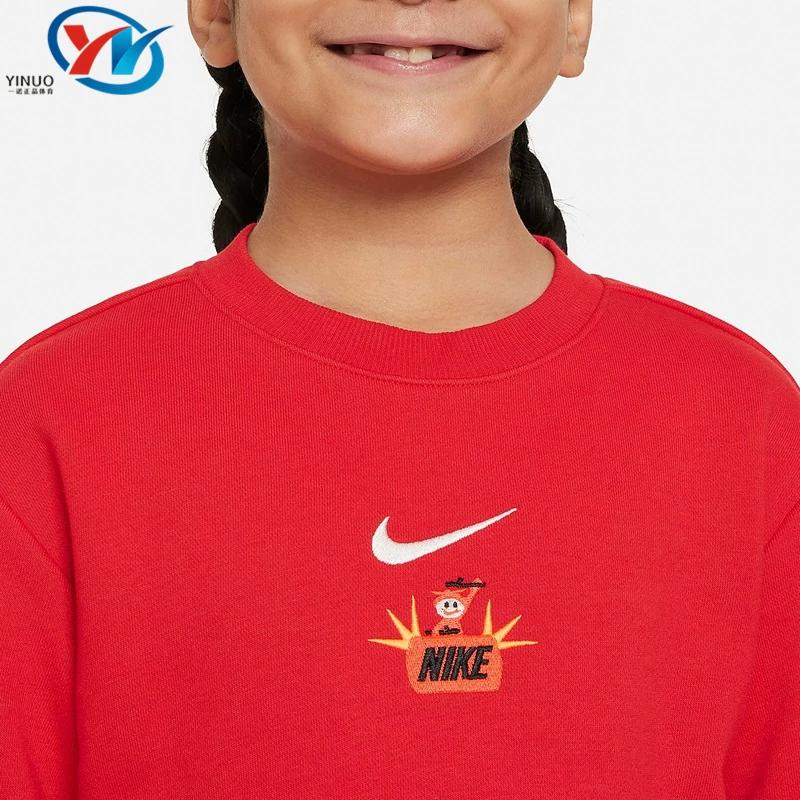 Nike /Детское свободное, простое и удобное спортивно-повседневное платье-туника с круглым вырезом и длинным рукавом Nike Hf7257-657