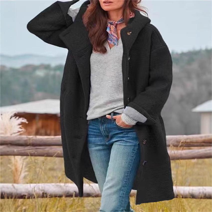 Women's Long Sleeve Lapel Jacket Women's Casual Loose Hooded