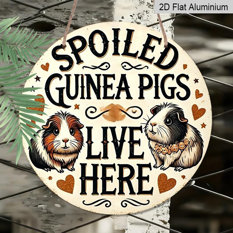 2D Flat, 1pc Vintage Guinea Pig Wall Art - Round Aluminum Hanging Sign with Fun Animal Design, Suitable for Wedding, Birthday, Thanksgiving