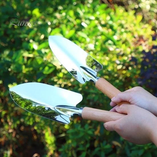 Садовая ручная лопата с деревянной ручкой Нержавеющий ручной мастерок из полированной нержавеющей стали Простой в использовании Практичный садовый инструмент для выкапывания прополки