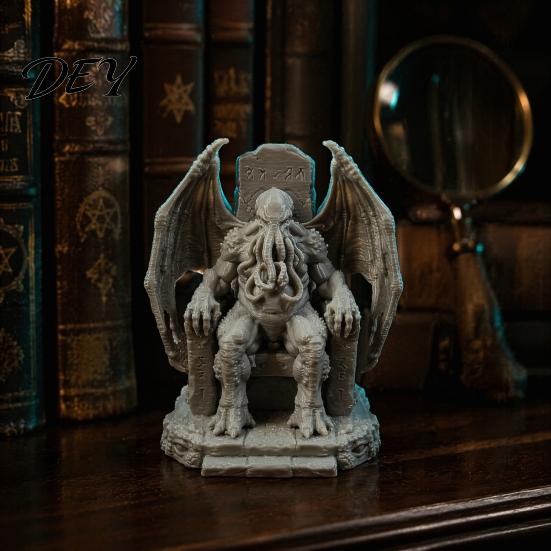 Статуэтка Трона Ктулху, 3D-печатная статуэтка, Готическая полимерная фигурка для полки и стола, Загадочные ретро-украшения, Декор, Монстры с щупальцами, Темное фэнтези