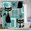 Винтажный узор с котами Занавеска для душа Современный синий Декоративные аксессуары для ванной комнаты Для детских комнат Водонепроницаемая ткань С дизайном галстука-бабочки