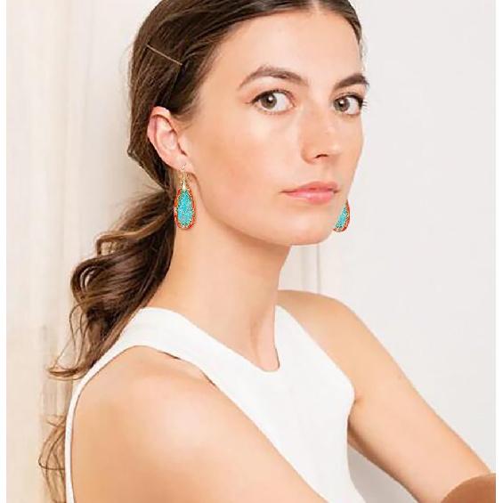 Natural Stone Earrings Waterdrop Stone Dangle Earrings for Women