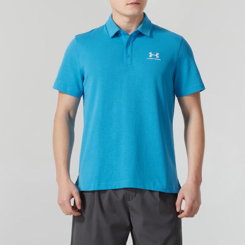 Under Armour Удобная дышащая повседневная мужская рубашка-поло с коротким рукавом Верх Синий 1386608-452