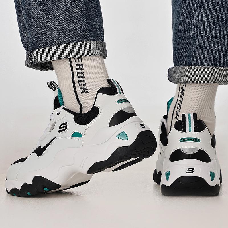 Skechers DLites 3.0 Mesh Удобные Прочные Легкие Низкие Повседневные Кроссовки Мужские Черно-Белые 237152-WGRN