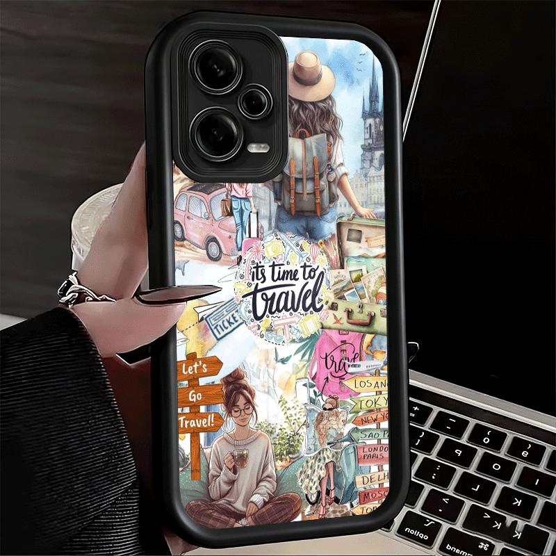 Travel Map Artistic Pattern Soft Phone Case for Xiaomi Redmi Note 15 14 13 12 11 Pro Plus 10S 11S 4G 11T 5G Shell Silicone Funda