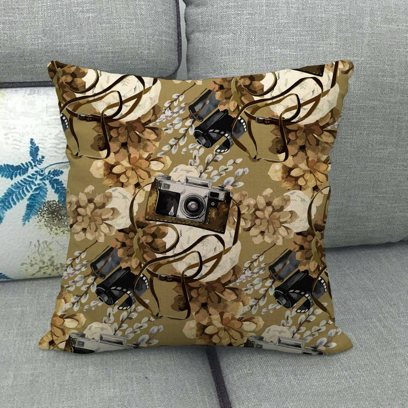 Nordic Retro Collection Digital Printing Short Plush Pillow Covers Decorative For Car Sofa Office Cushion Cover Home Goods
