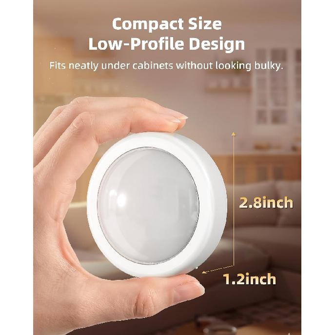 EZVALO 6-Pack RGB Rechargeable Puck Lights with Remote, Mini Under Cabinet Lighting, 2.95'' Tap Lights, 16 RGB Colors & 3 White Color Temps, Dimmable